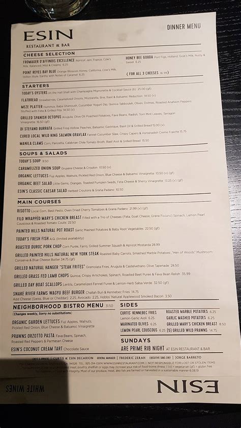 esin in danville ca|esin menu.